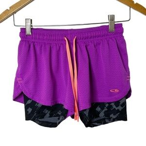 C9 Champion Women’s Athletic Shorts XS Duo-Dry Layered Purple & Black Camo Print